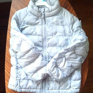 EUC Uniqlo puffer jacket Sz 3-4 gray and green
